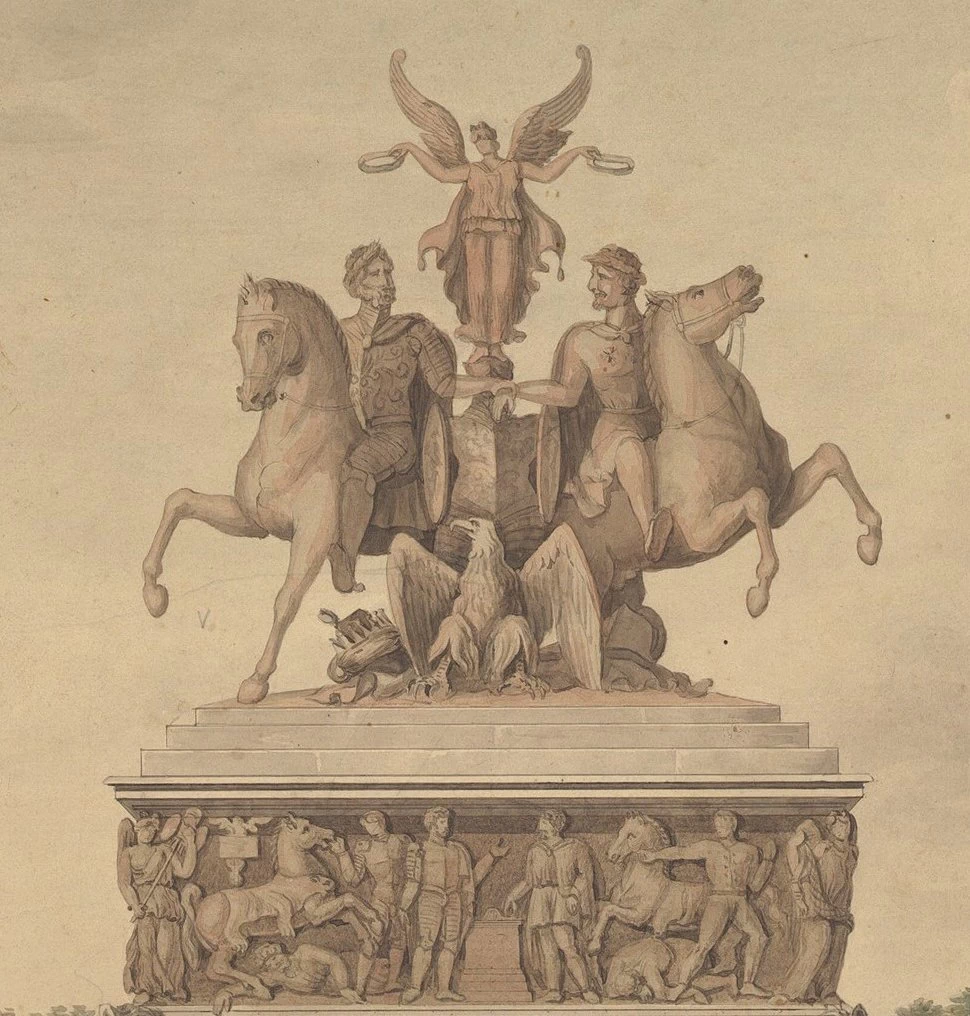 Disegno per un monumento della vittoria di Waterloo - dettaglio